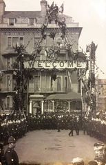 Firemen-welcome-to-the-Duchess-of-Albany-Malborough-Hotel-Warrior-Square.-1913.